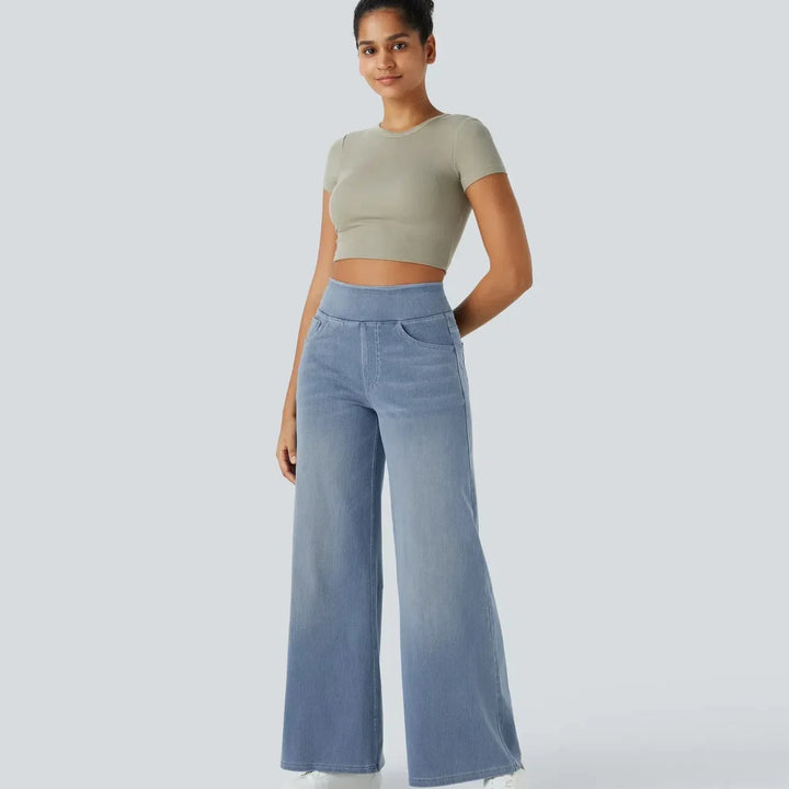 Damen Elastische Hose Hohe Taille
