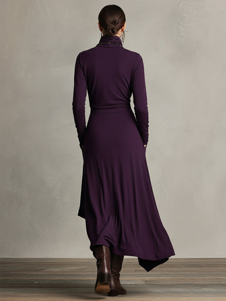 Damen-Boho-Maxikleid, asymmetrisch