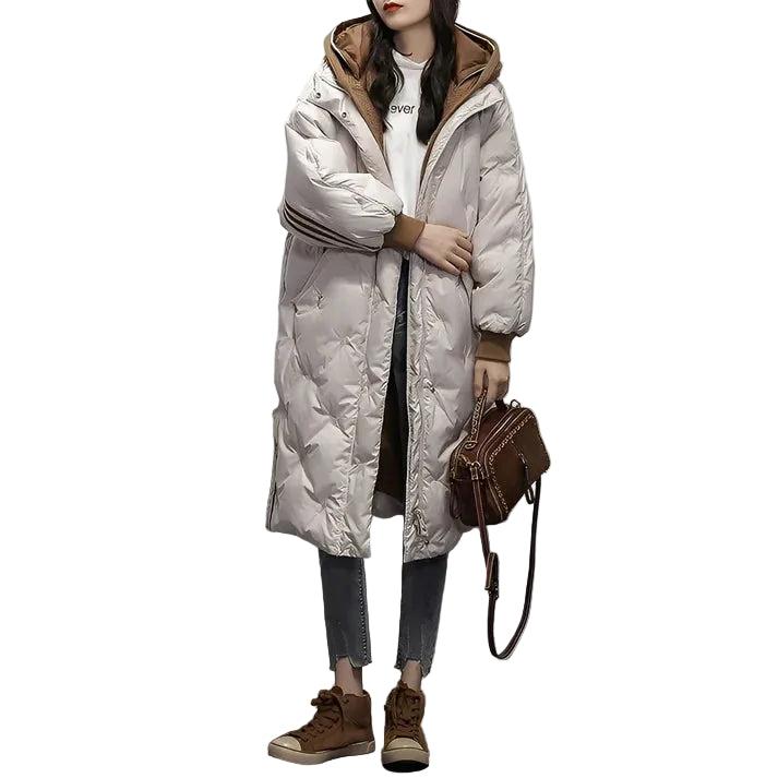Lange Damenjacke mit Kapuze und voller Länge-Women Jackets-Alpenkind