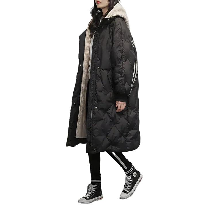 Lange Damenjacke mit Kapuze und voller Länge-Women Jackets-Alpenkind