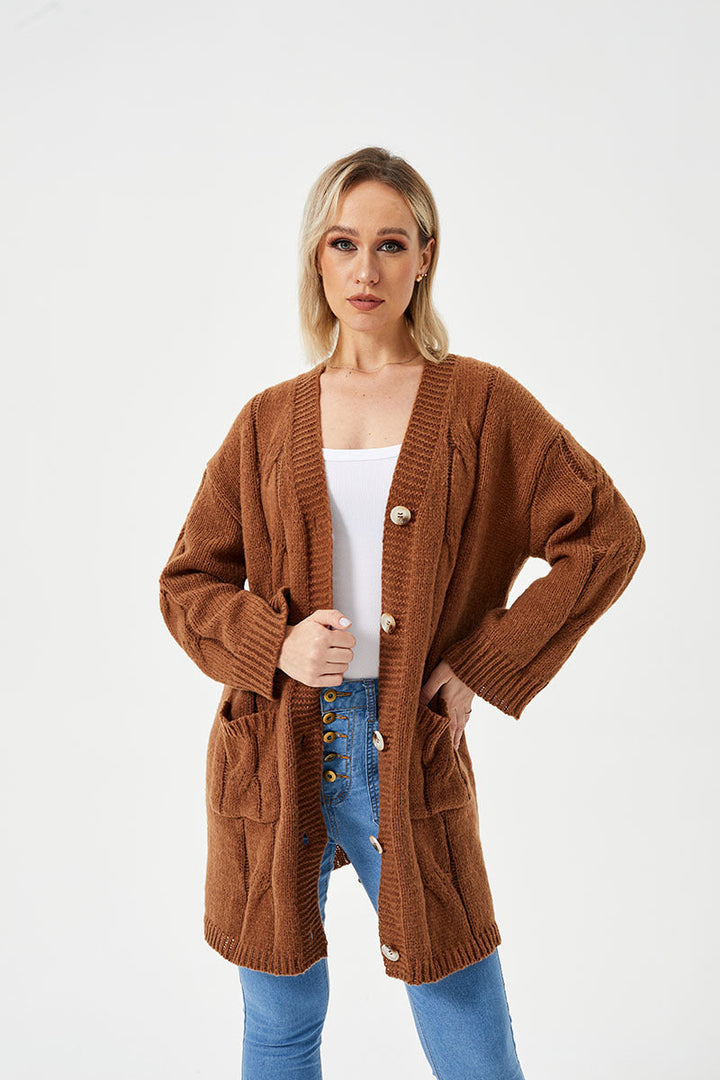 lange lässige Strickjacke