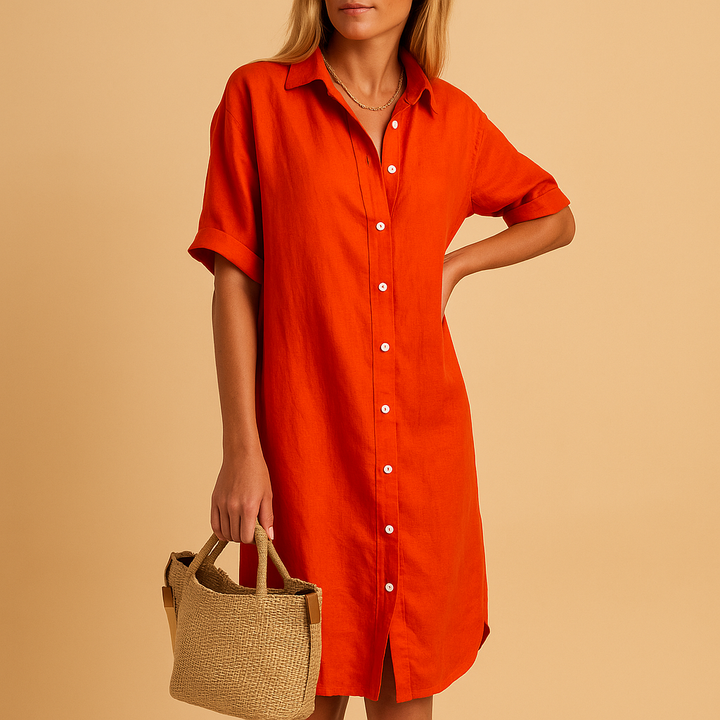 Langes Hemdkleid für Damen mit Knöpfen
