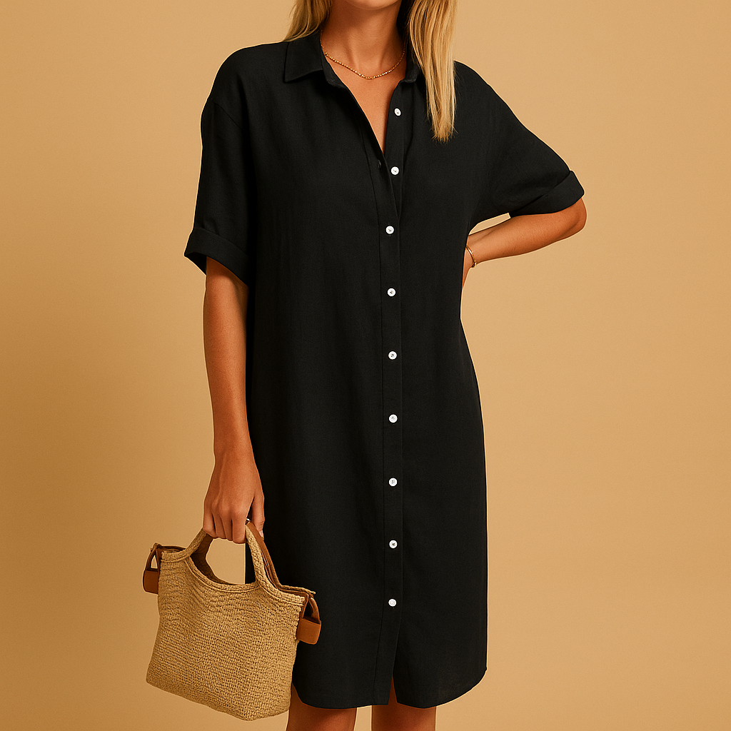 Langes Hemdkleid für Damen mit Knöpfen