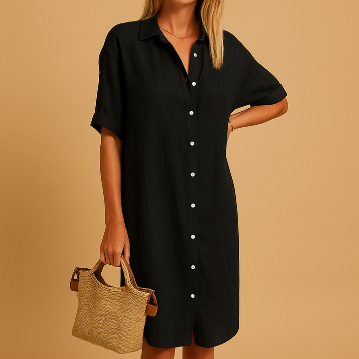 Langes Hemdkleid für Damen mit Knöpfen