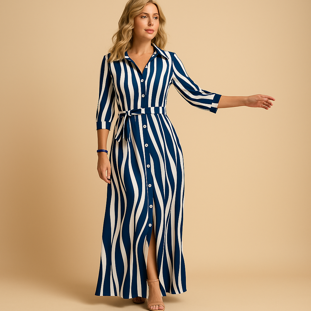 Sommerkleid für Damen, Maxilänge, locker fallend, kurze Ärmel