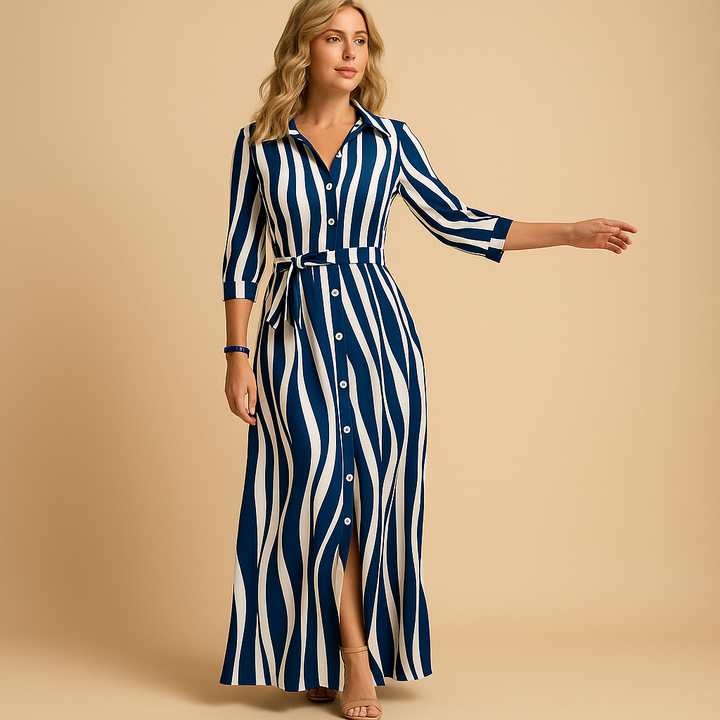 Sommerkleid für Damen, Maxilänge, locker fallend, kurze Ärmel