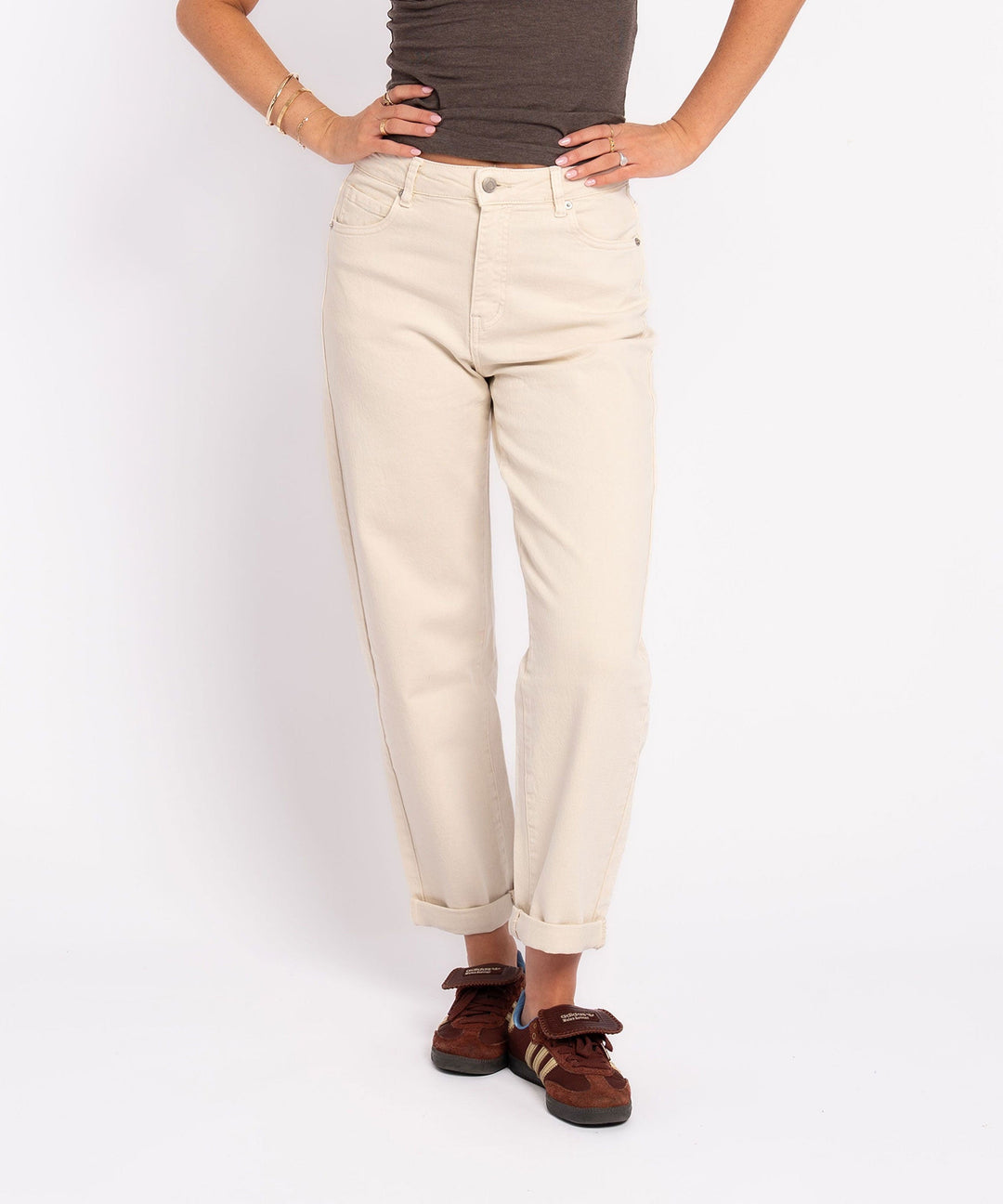 Stretch Mom Jeans Leava Beige Ladypolitan ♡