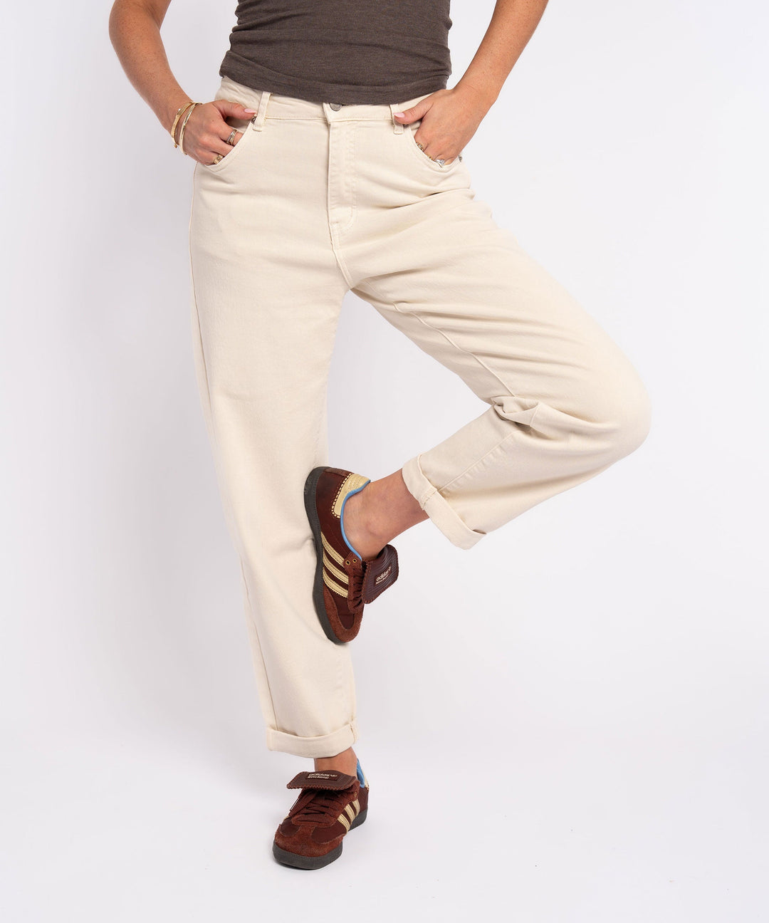 Stretch Mom Jeans Leava Beige Ladypolitan ♡