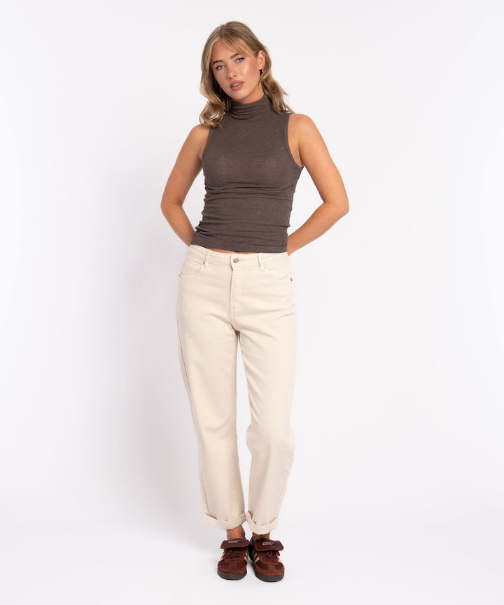 Stretch Mom Jeans Leava Beige Ladypolitan ♡
