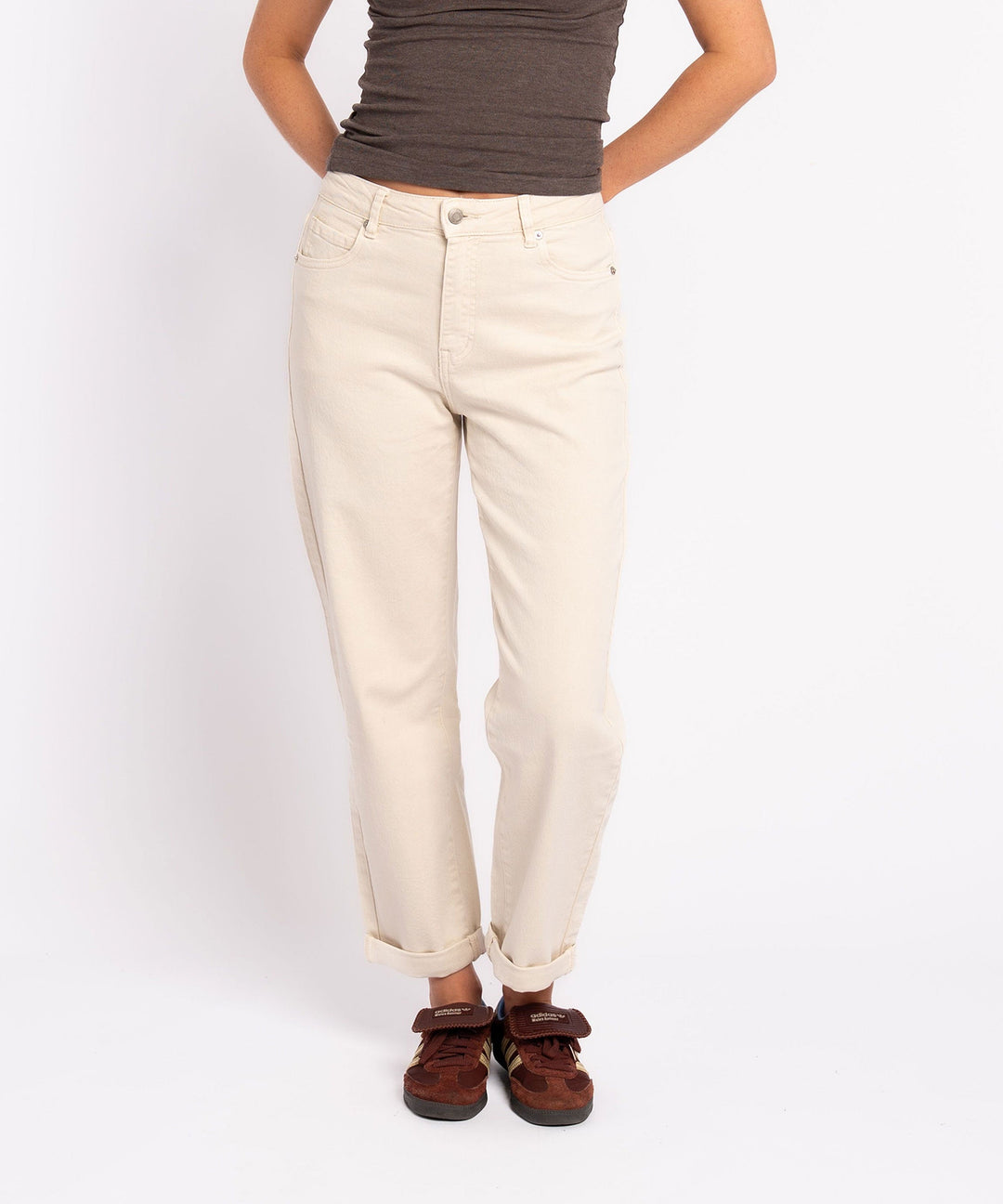 Stretch Mom Jeans Leava Beige Ladypolitan ♡