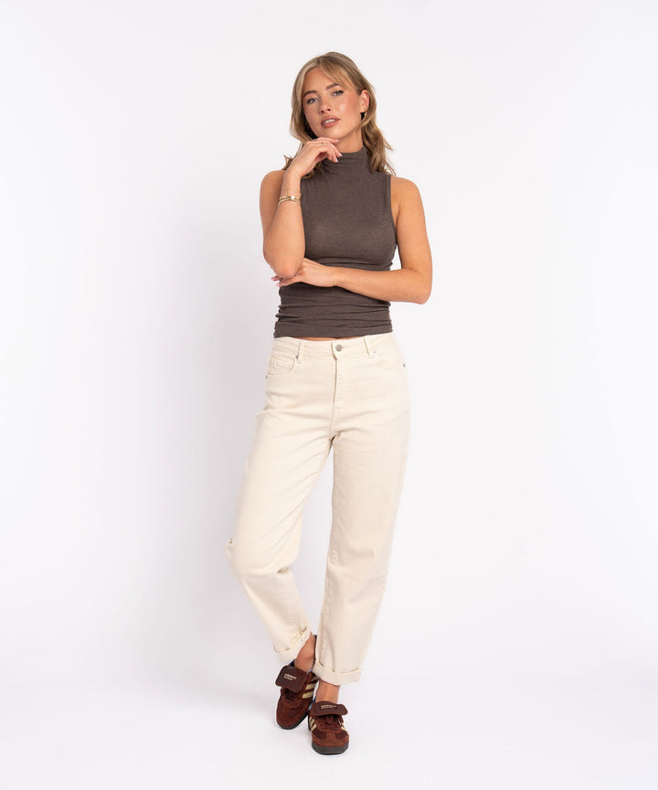 Stretch Mom Jeans Leava Beige Ladypolitan ♡