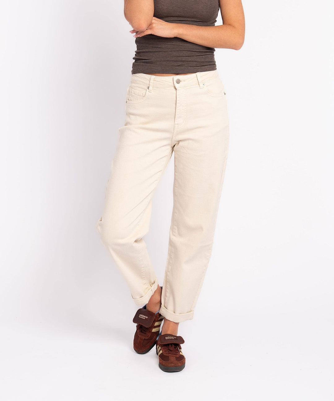 Stretch Mom Jeans Leava Beige Ladypolitan ♡