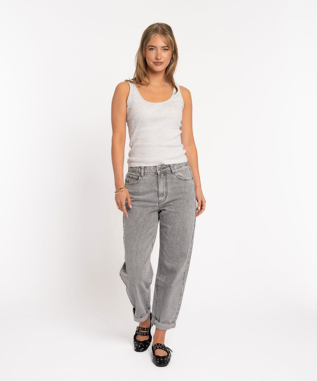 Stretch Mom Jeans Leava Grau Ladypolitan ♡