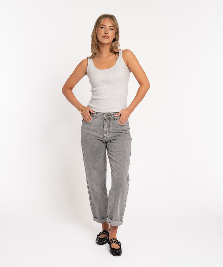 Stretch Mom Jeans Leava Grau Ladypolitan ♡