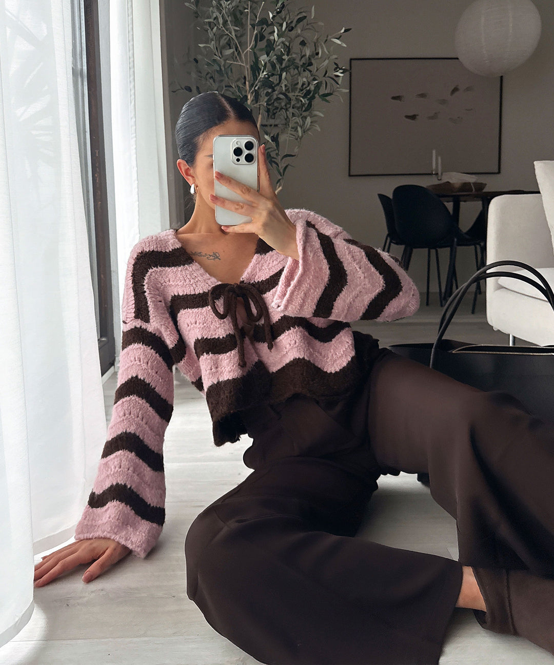 Strickjacke Leali Rosa Braun