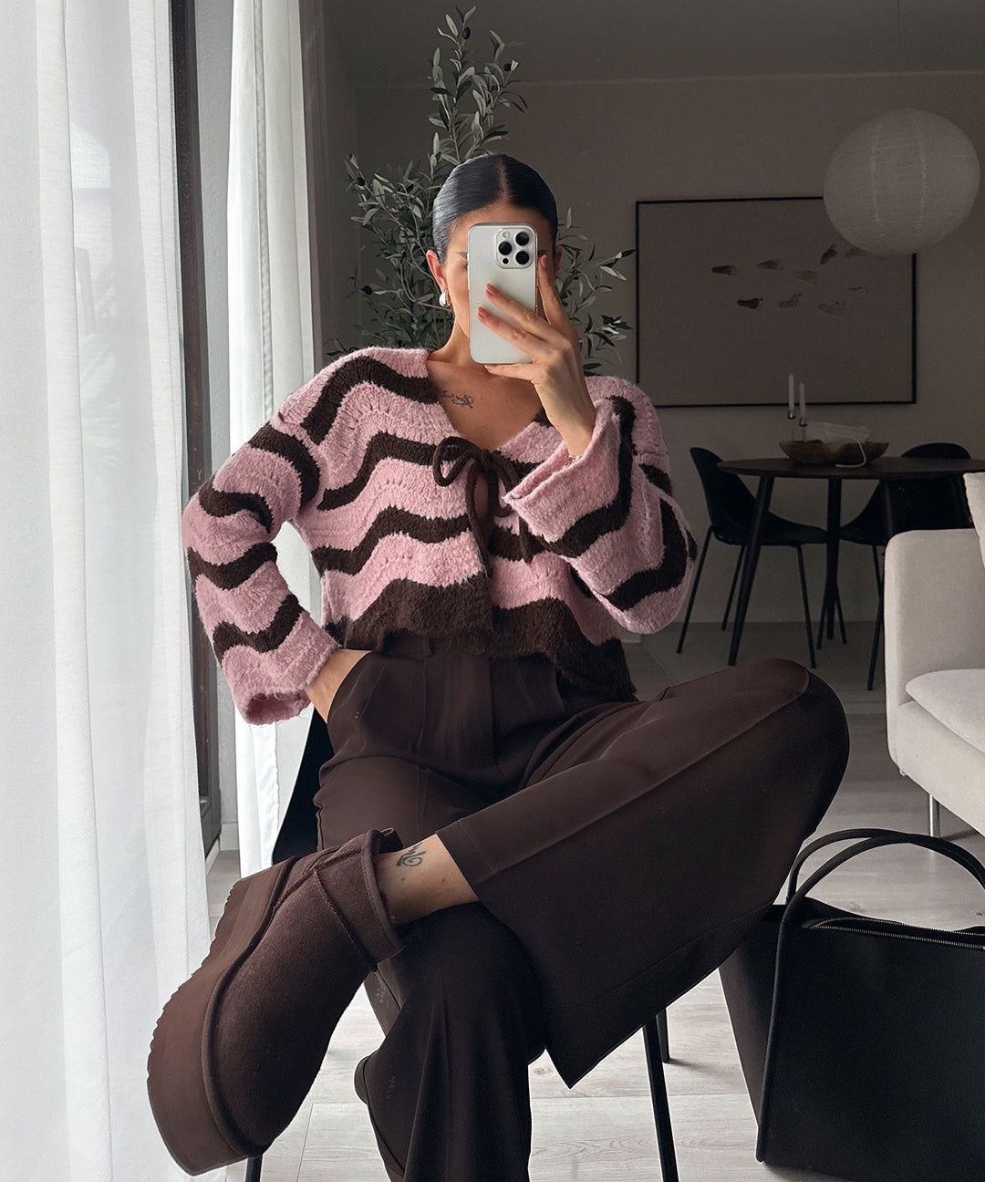Strickjacke Leali Rosa Braun