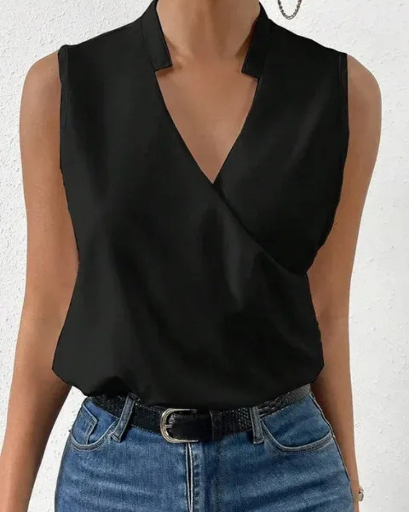 Leichte Damen Bluse mit V-Ausschnitt | Ärmellos
