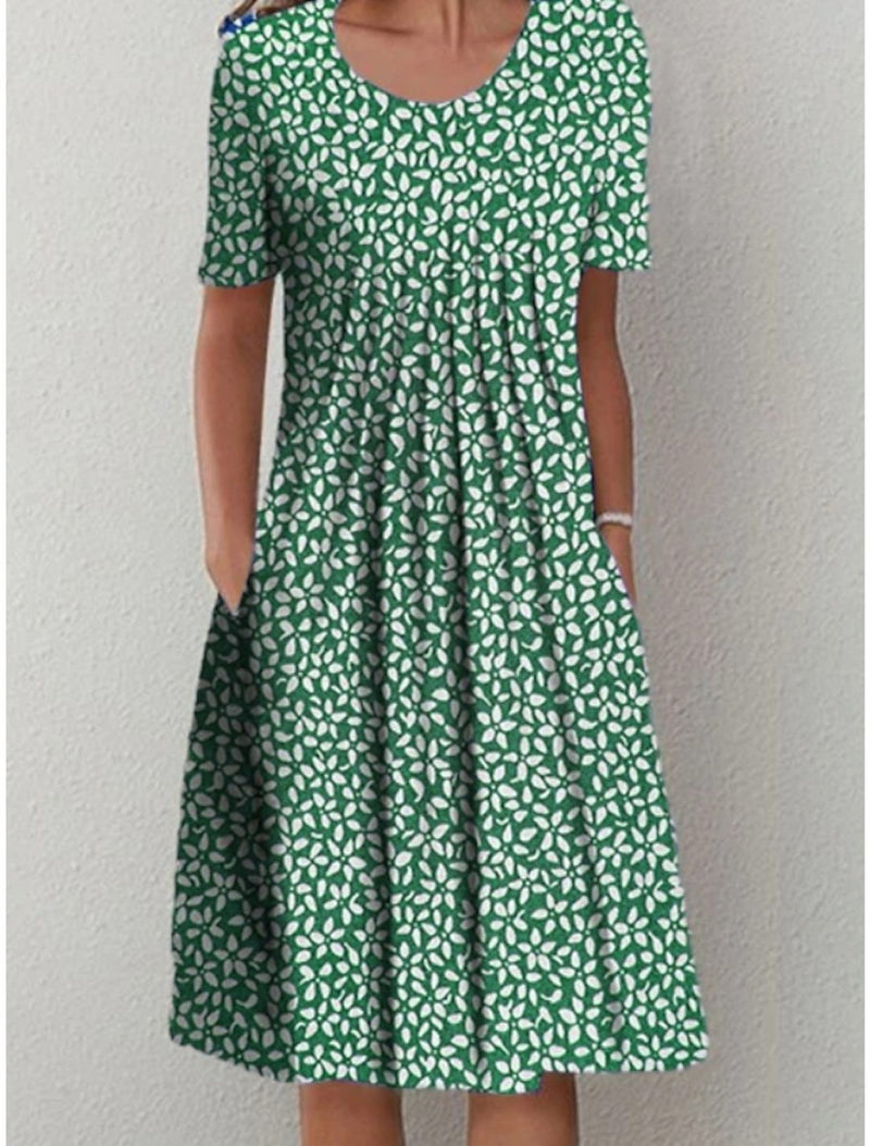 Lily – Stilvolles und lässiges Damenkleid mit floralem Muster und Taschen