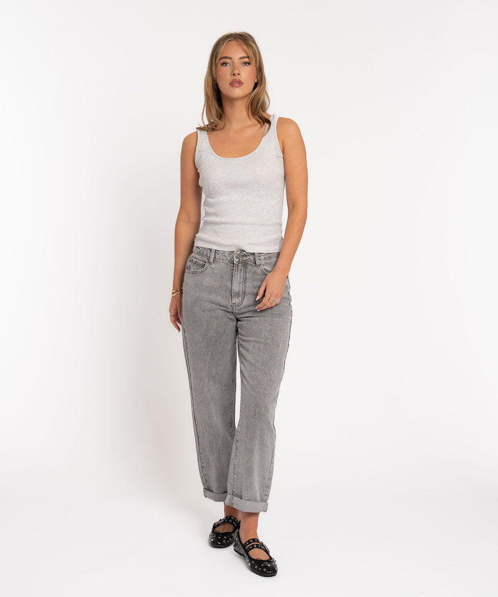 Stretch Mom Jeans Leava Grau Ladypolitan ♡