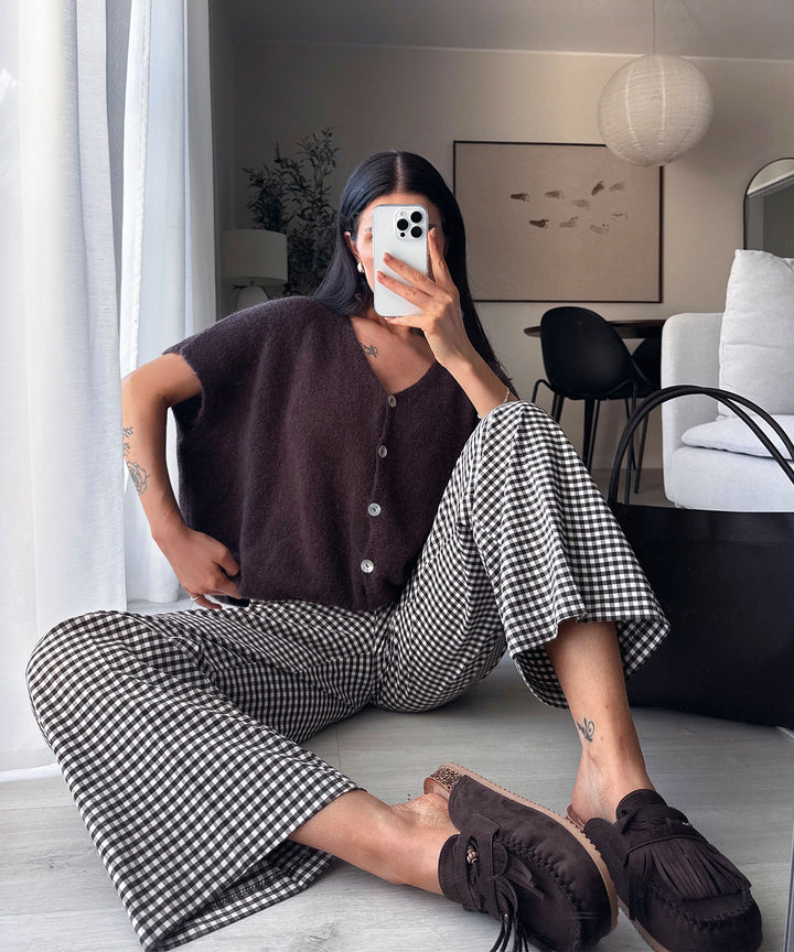 Kurzarm Cardigan Liz Dunkelbraun Ladypolitan ♡