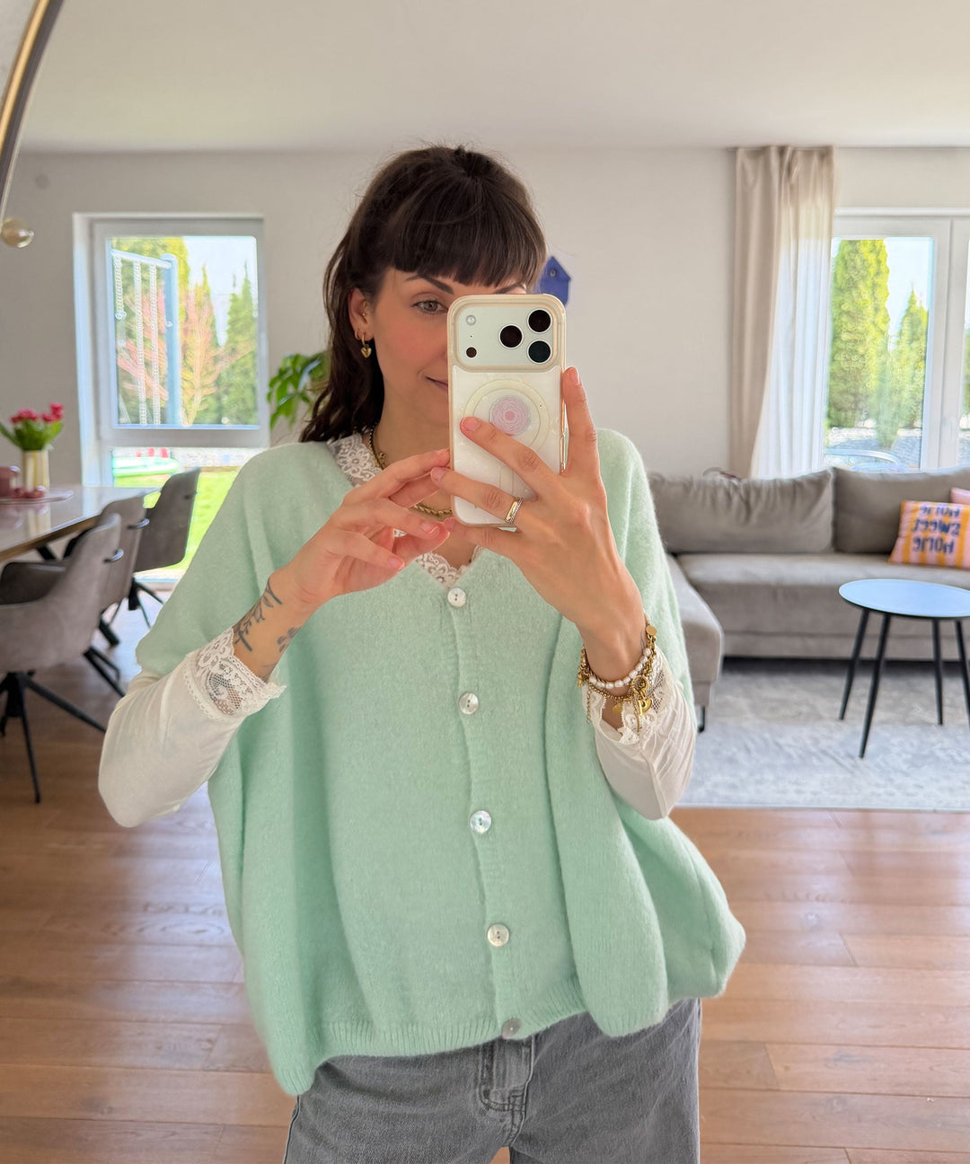 Kurzarm Cardigan Liz Mint Ladypolitan ♡
