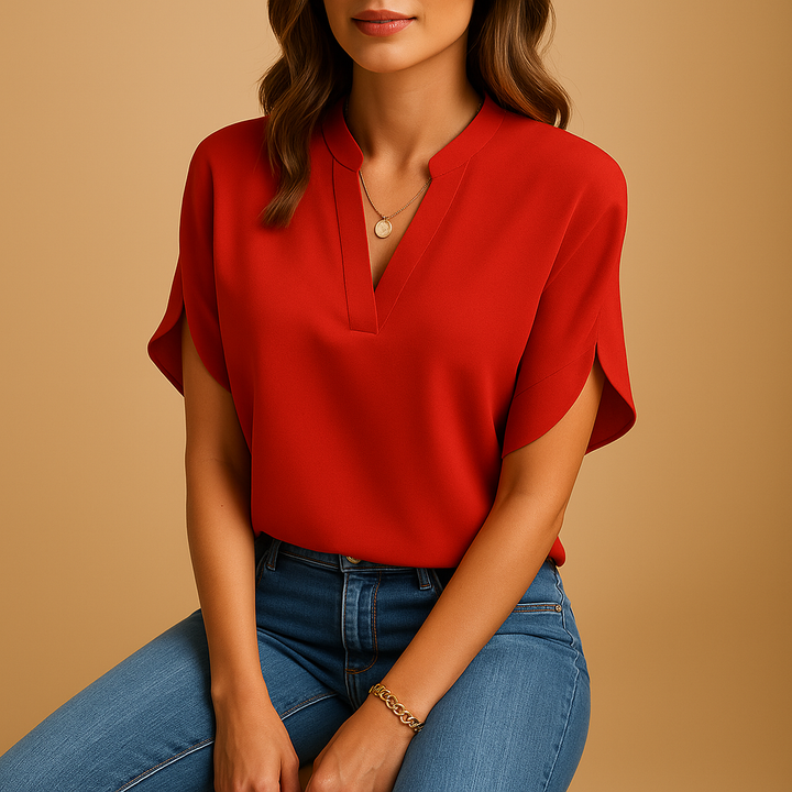 Damen-Satinbluse mit Knöpfen und langen Ärmeln