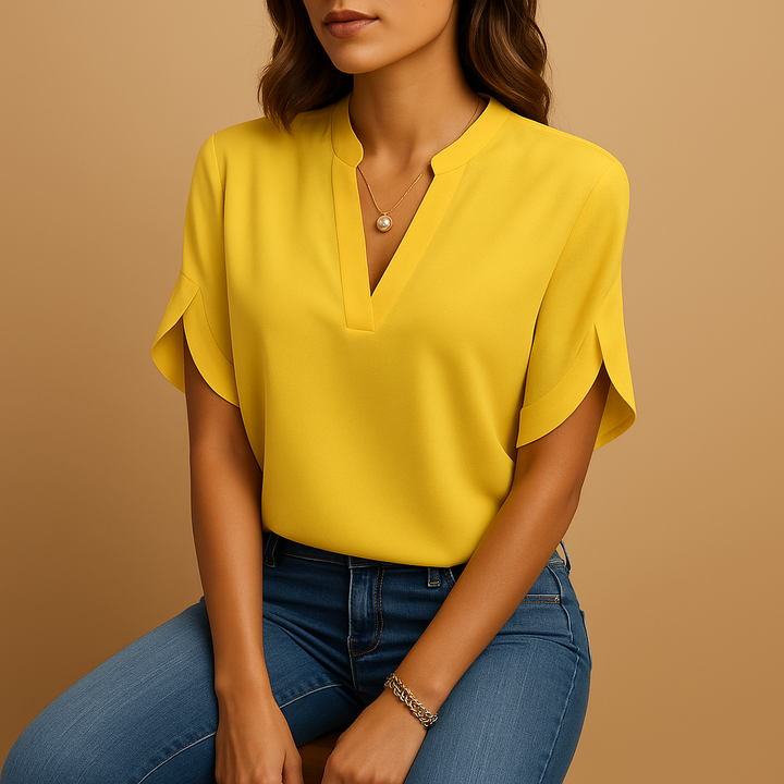 Damen-Satinbluse mit Knöpfen und langen Ärmeln