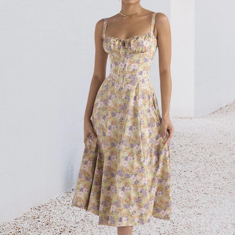 Sommerkleid Damen Bustier Midi mit Trägern
