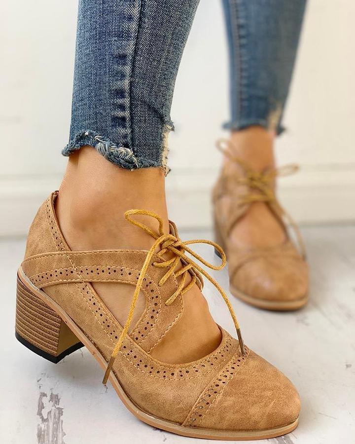 Maya –  Women’s Heeled Lace-Up T-Strap Shoes - Image 2