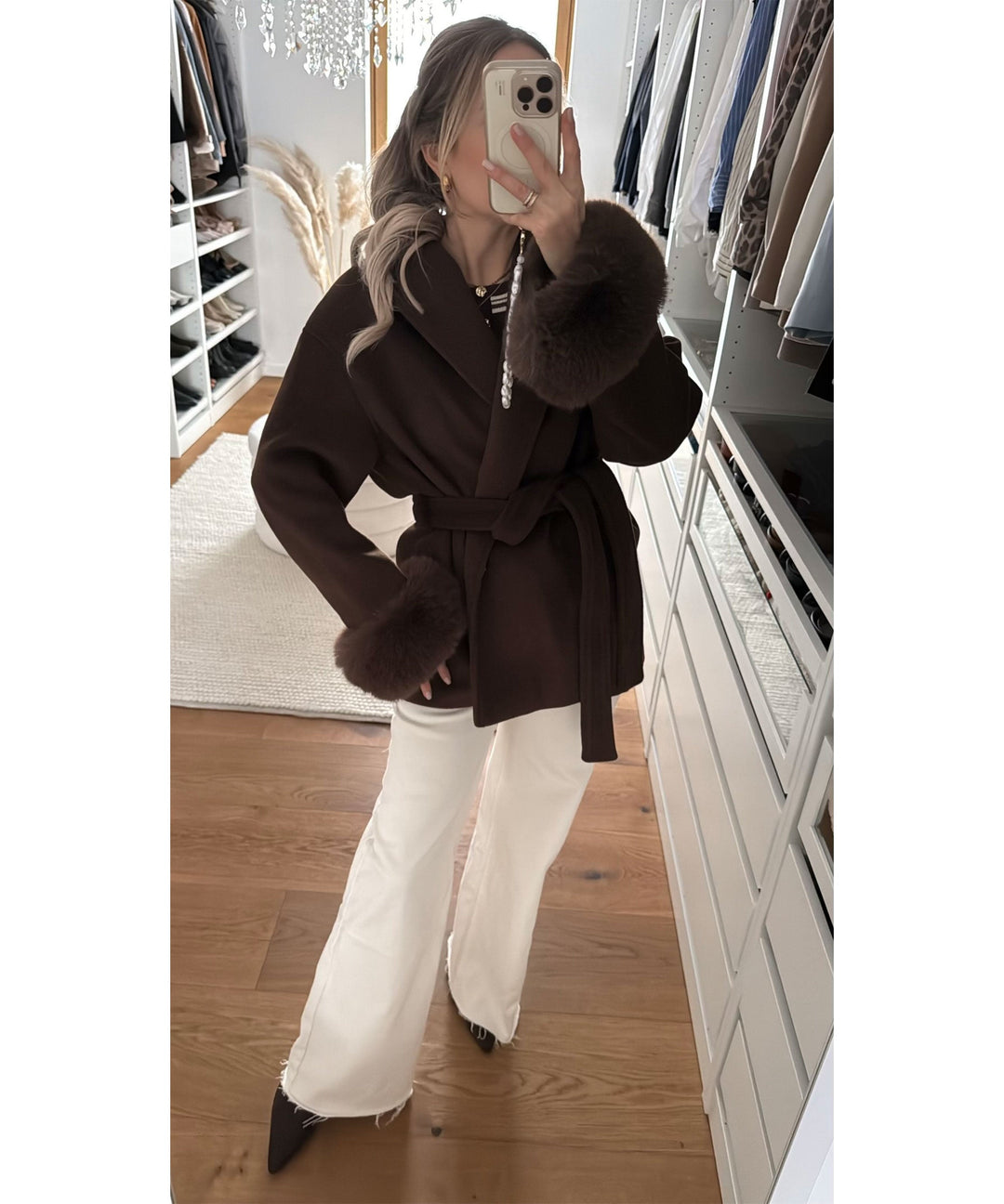 Jacke mit Felldetails Loona Dunkelbraun Ladypolitan ♡