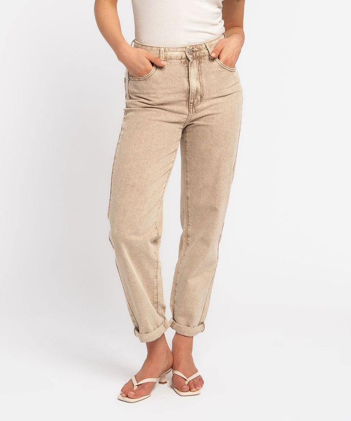 Stretch Mom Jeans Leava Taupe Ladypolitan ♡