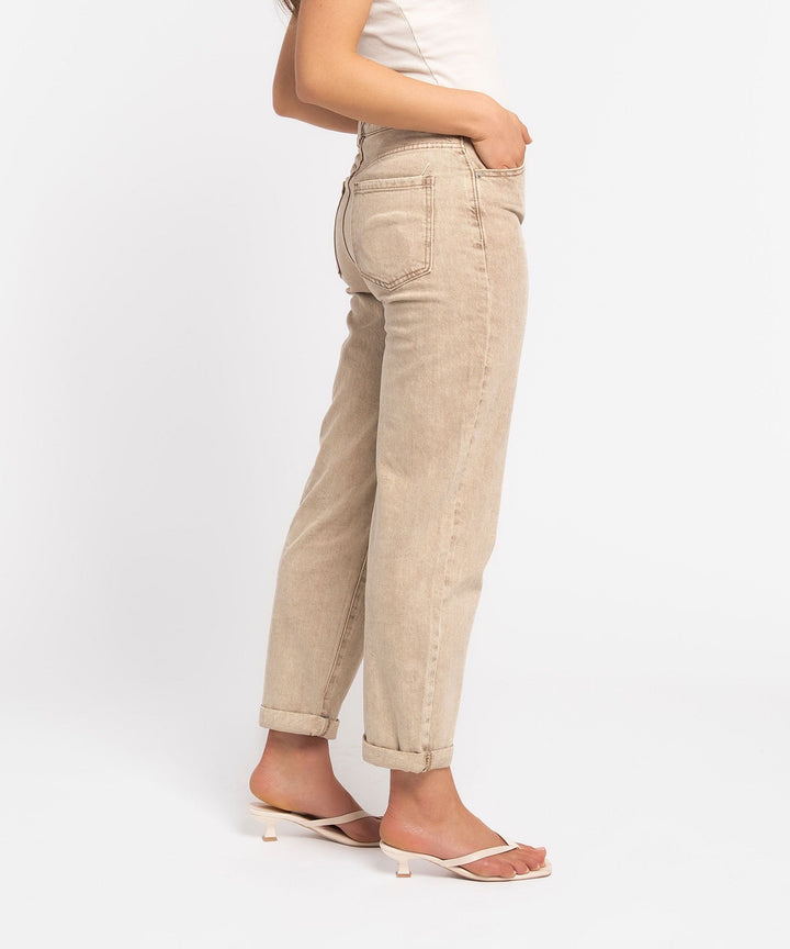 Stretch Mom Jeans Leava Taupe Ladypolitan ♡