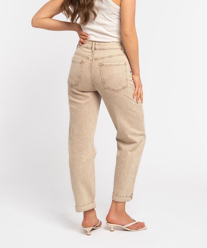 Stretch Mom Jeans Leava Taupe Ladypolitan ♡