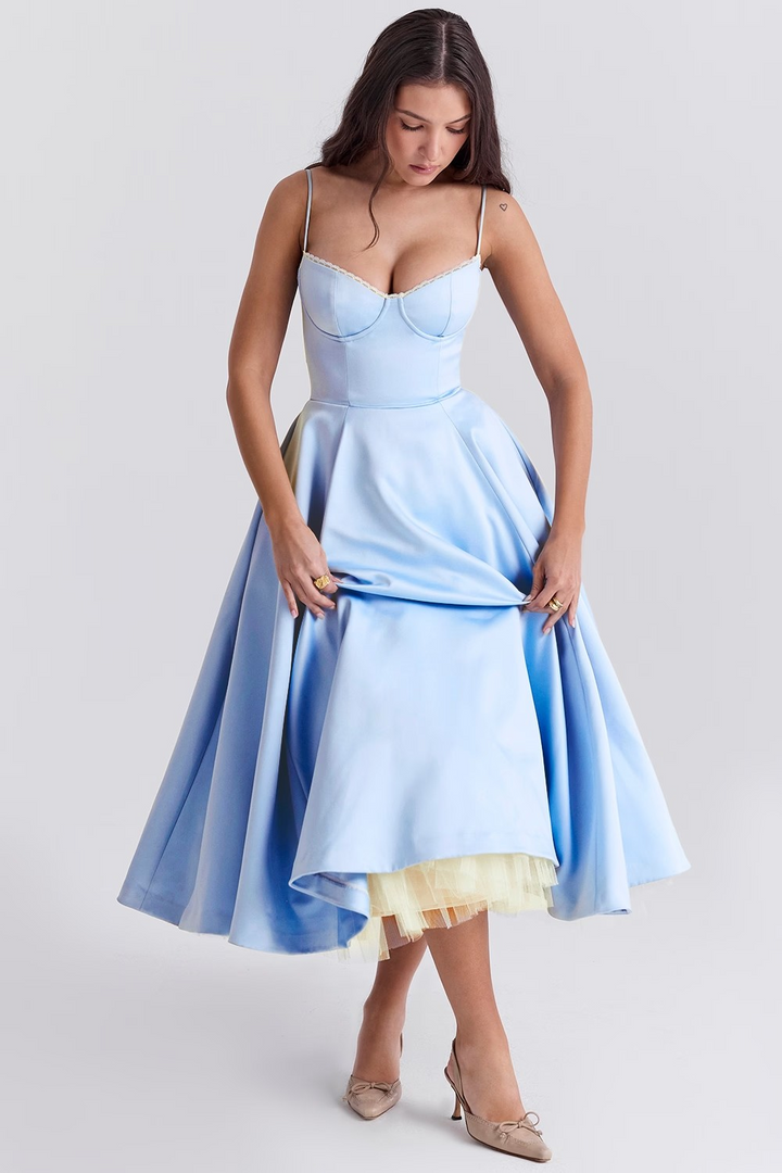 Sommerkleid Damen Midilänge Bustier