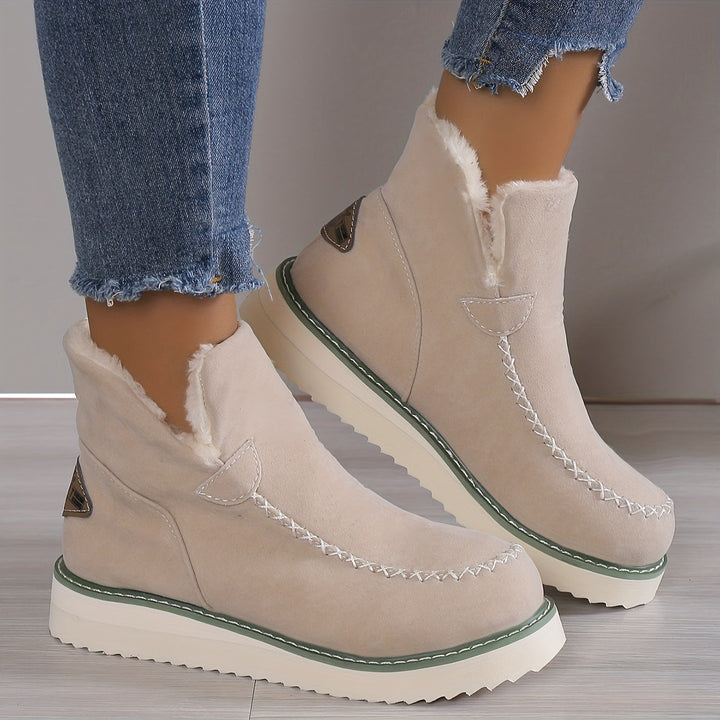 Plateau Stiefeletten Damen | Warm Gefüttert zum Reinschlüpfen