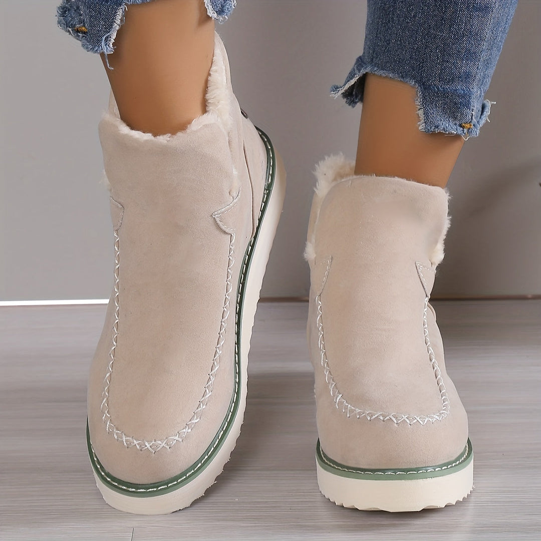 Plateau Stiefeletten Damen | Warm Gefüttert zum Reinschlüpfen