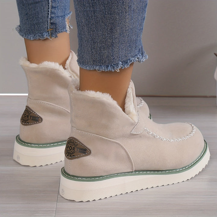 Plateau Stiefeletten Damen | Warm Gefüttert zum Reinschlüpfen