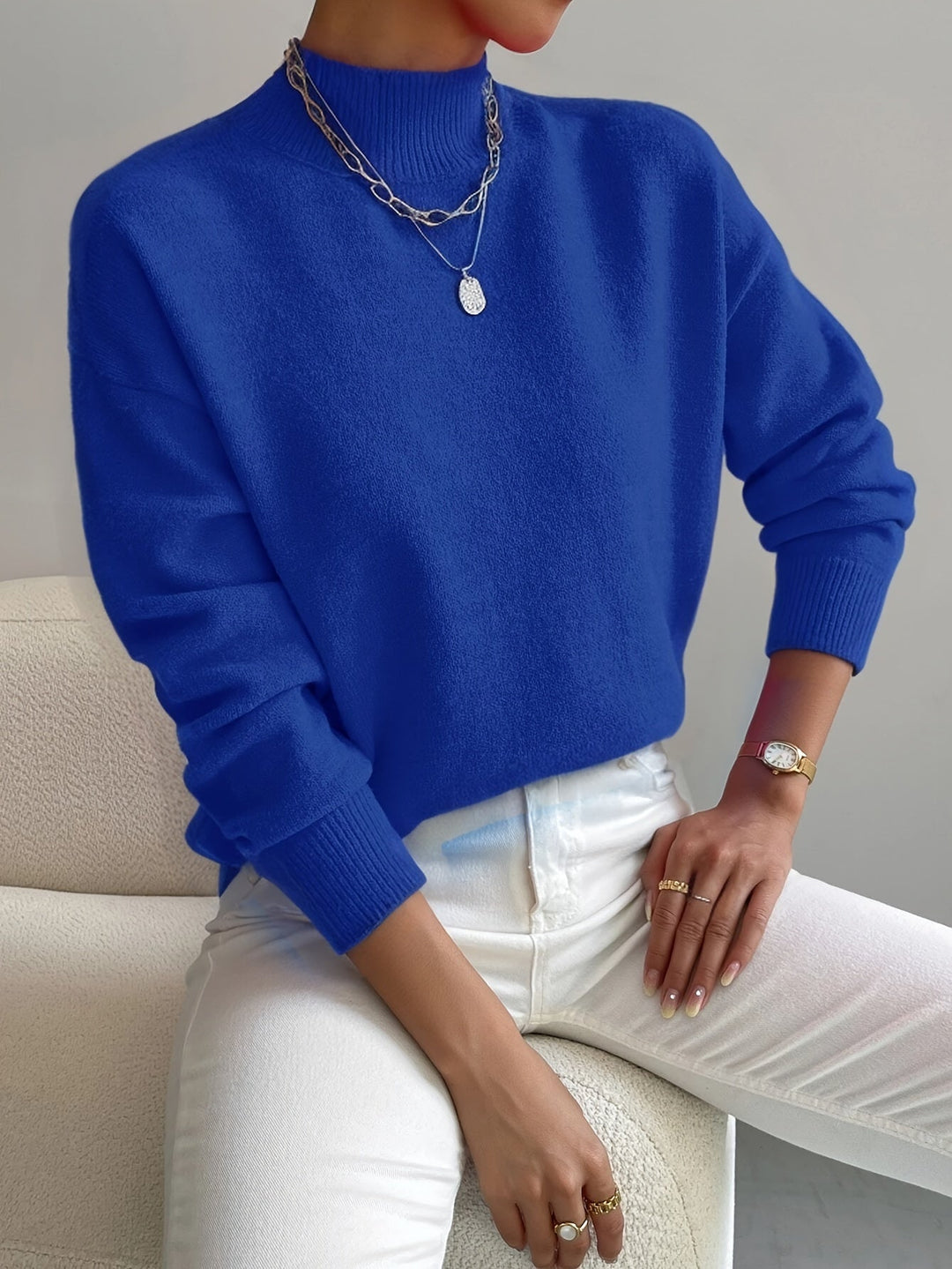 Lydia | Damen Winter Klassischer Pullover Mit Hohem Kragen