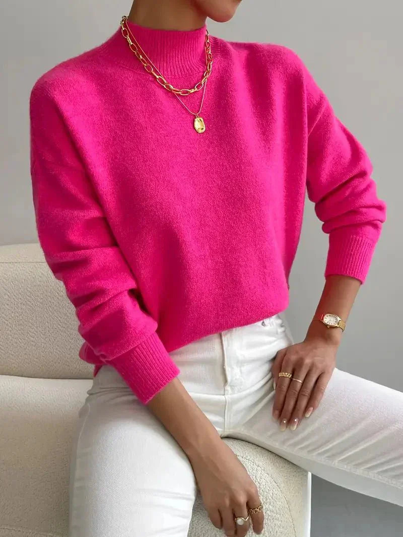 Lydia | Damen Winter Klassischer Pullover Mit Hohem Kragen