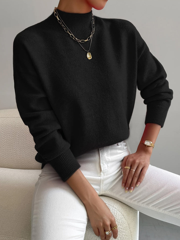 Lydia | Damen Winter Klassischer Pullover Mit Hohem Kragen