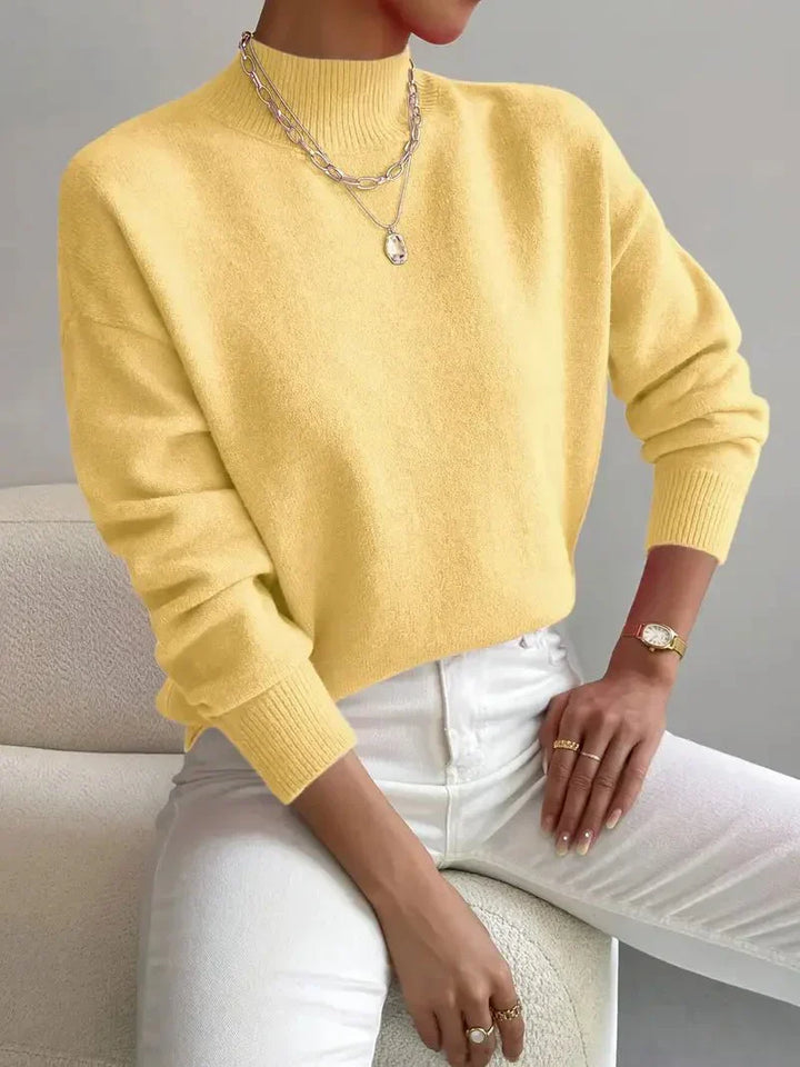 Lydia | Damen Winter Klassischer Pullover Mit Hohem Kragen