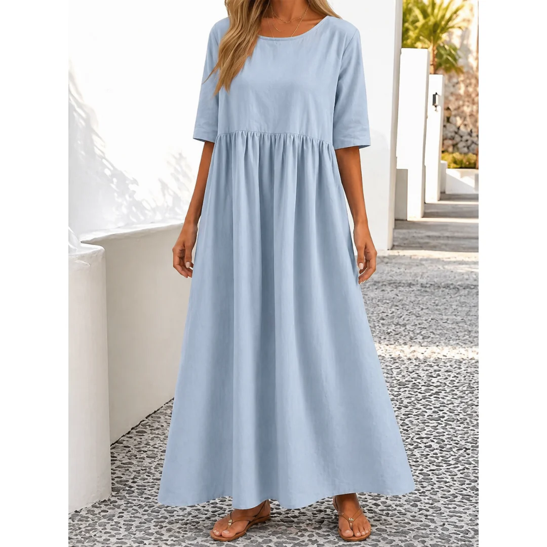 Mariselle | Damen Leinen Midikleid für Sommer