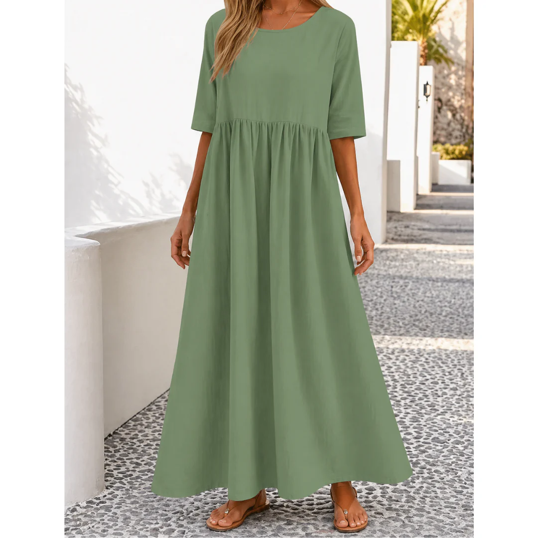 Mariselle | Damen Leinen Midikleid für Sommer