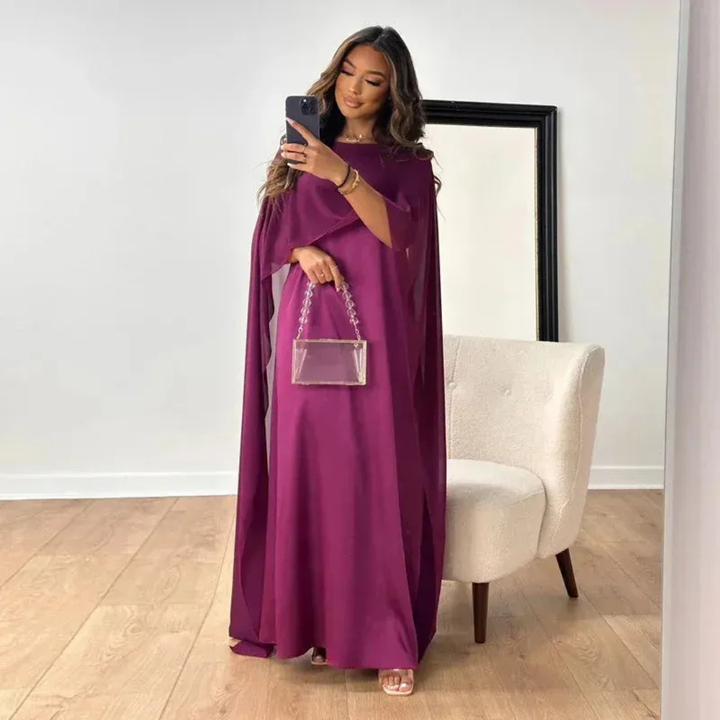Marla | Damen Maxi Kleid Für Hochzeitsgast Cape Stil