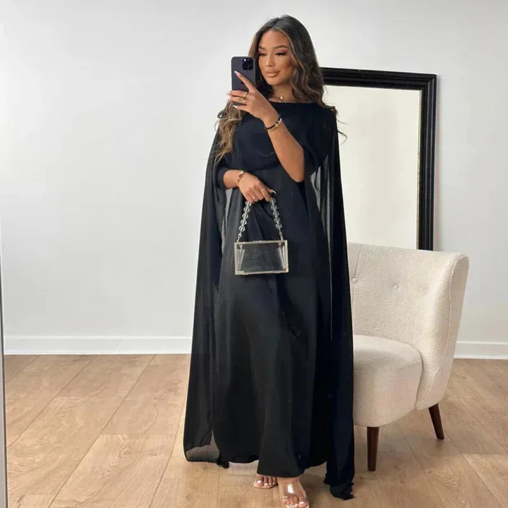 Marla | Damen Maxi Kleid Für Hochzeitsgast Cape Stil