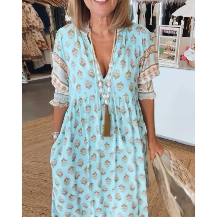 Mechthild | Damen Sommerkleid Mit Muster In Midi Länge