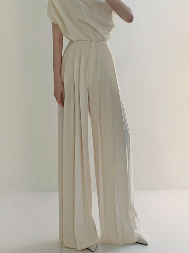 Nicole – Elegant High-Waisted Wide-Leg Pleated Trousers for Women - Image 3