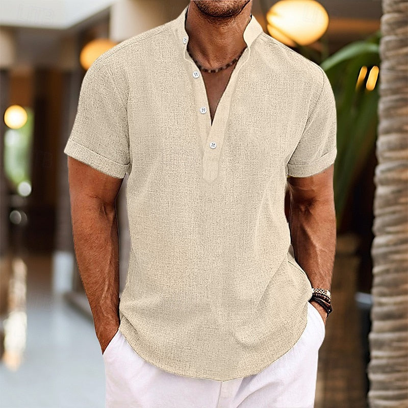 Emil | Herren Kurzarm-Knopf Henleyshirt