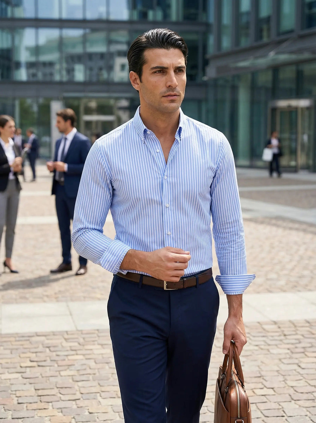 Tobias | Herren Slim Fit Streifen Knopfhemd