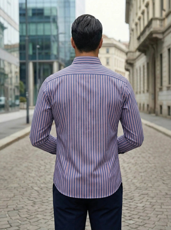 Tobias | Herren Slim Fit Streifen Knopfhemd